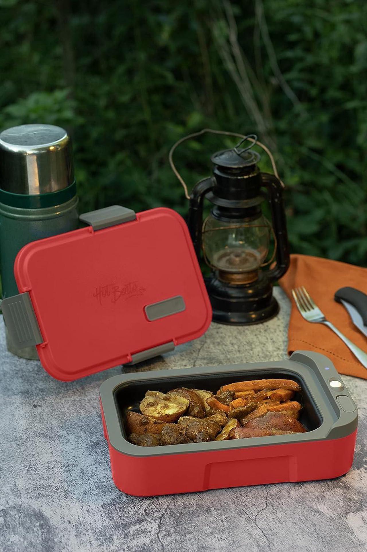 Alt view image 4 of 6 - Hot Bento  Self Heated Lunch Box and Food Warmer  Battery Powered, Portable, Cordless, Hot Meals for Office, Travel, Jobsite, Picnics, Outdoor Recreation, Kitchen Meal Prep - Hot Red