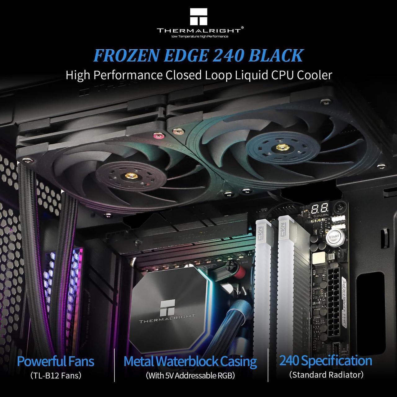 Alt view image 2 of 5 - Thermalright Frozen Edge 240 Black CPU Water Cooler with PWM Fans, Pump Speed is 3300RPM,S-FDB Bearing, for AMD AM4/AM5,Intel LGA1150/1155/1200/1700/2011(FE240 Black)