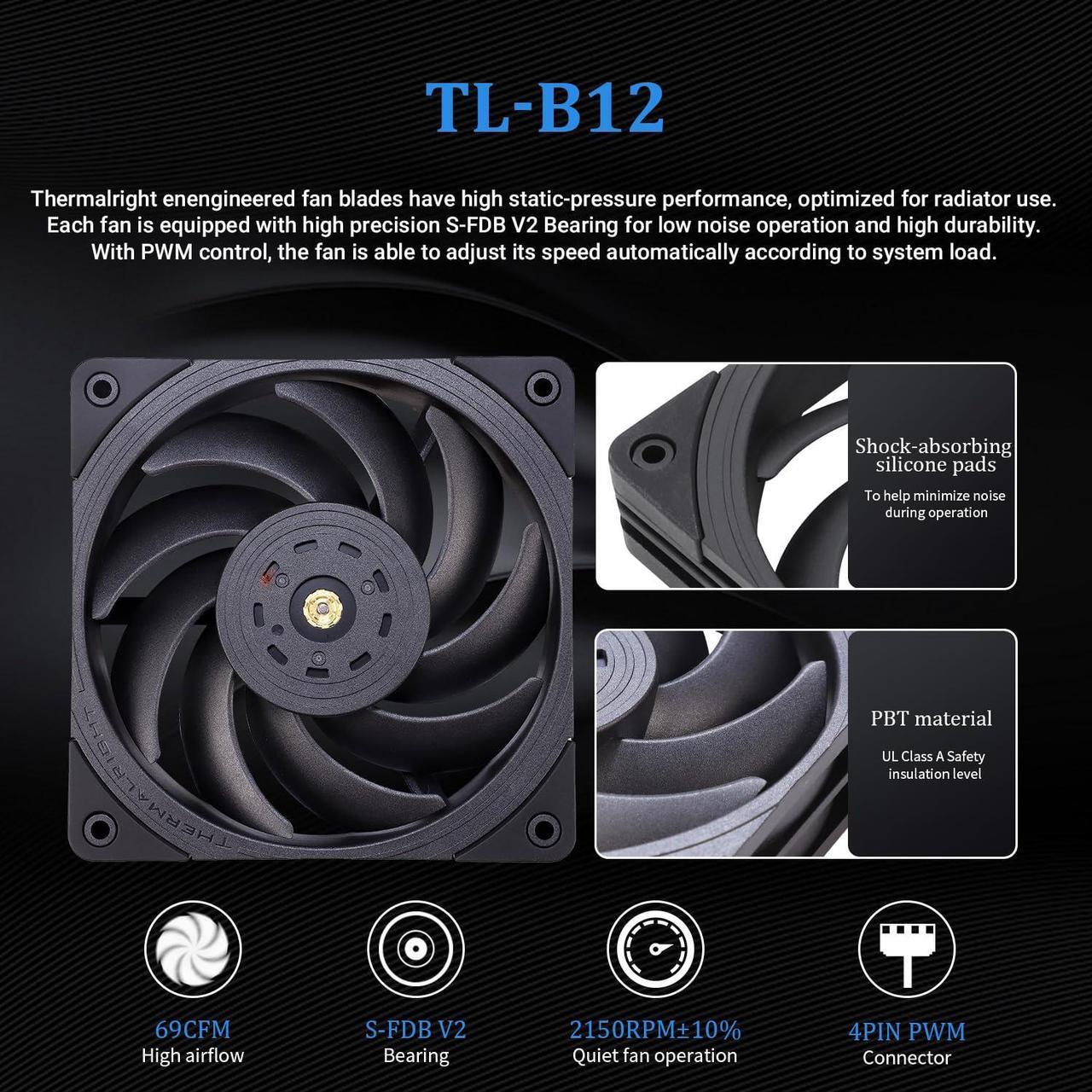 Alt view image 5 of 5 - Thermalright Frozen Edge 240 Black CPU Water Cooler with PWM Fans, Pump Speed is 3300RPM,S-FDB Bearing, for AMD AM4/AM5,Intel LGA1150/1155/1200/1700/2011(FE240 Black)