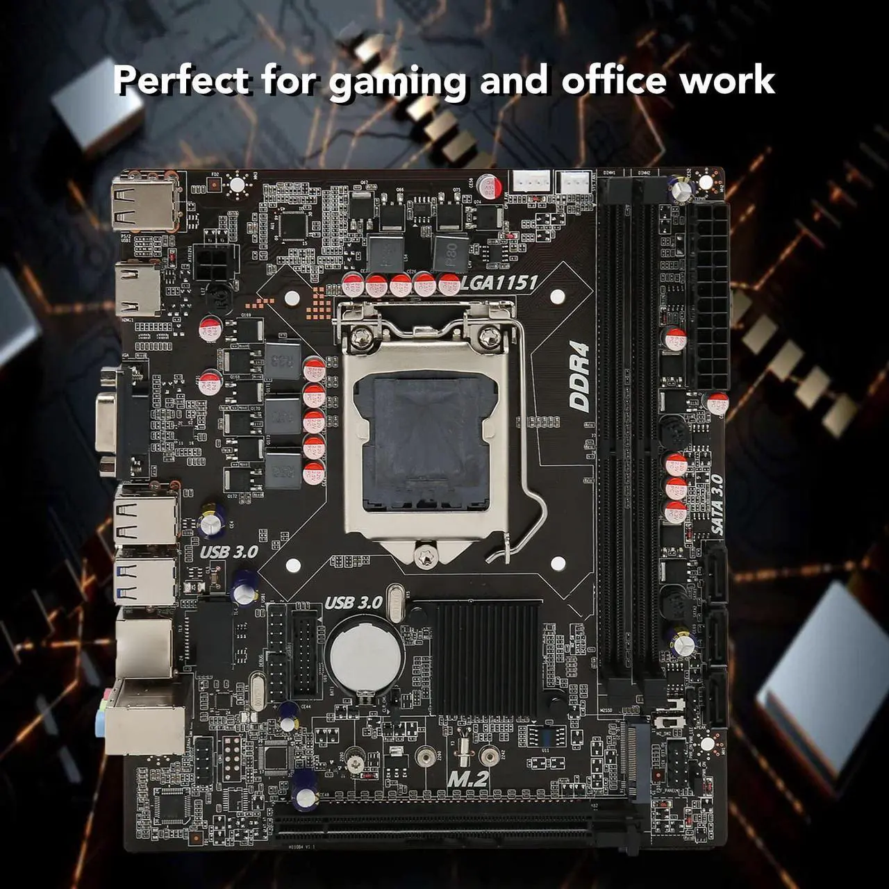 Alt view image 3 of 5 - H110 Motherboard MATX - Supports LGA 1151 6th/7th/8th/9th Gen Processors, with Dual Channel DDR4, PCIe 3.0 X16, M.2 Slot, VGA, USB 3.0, USB 2.0,3.0