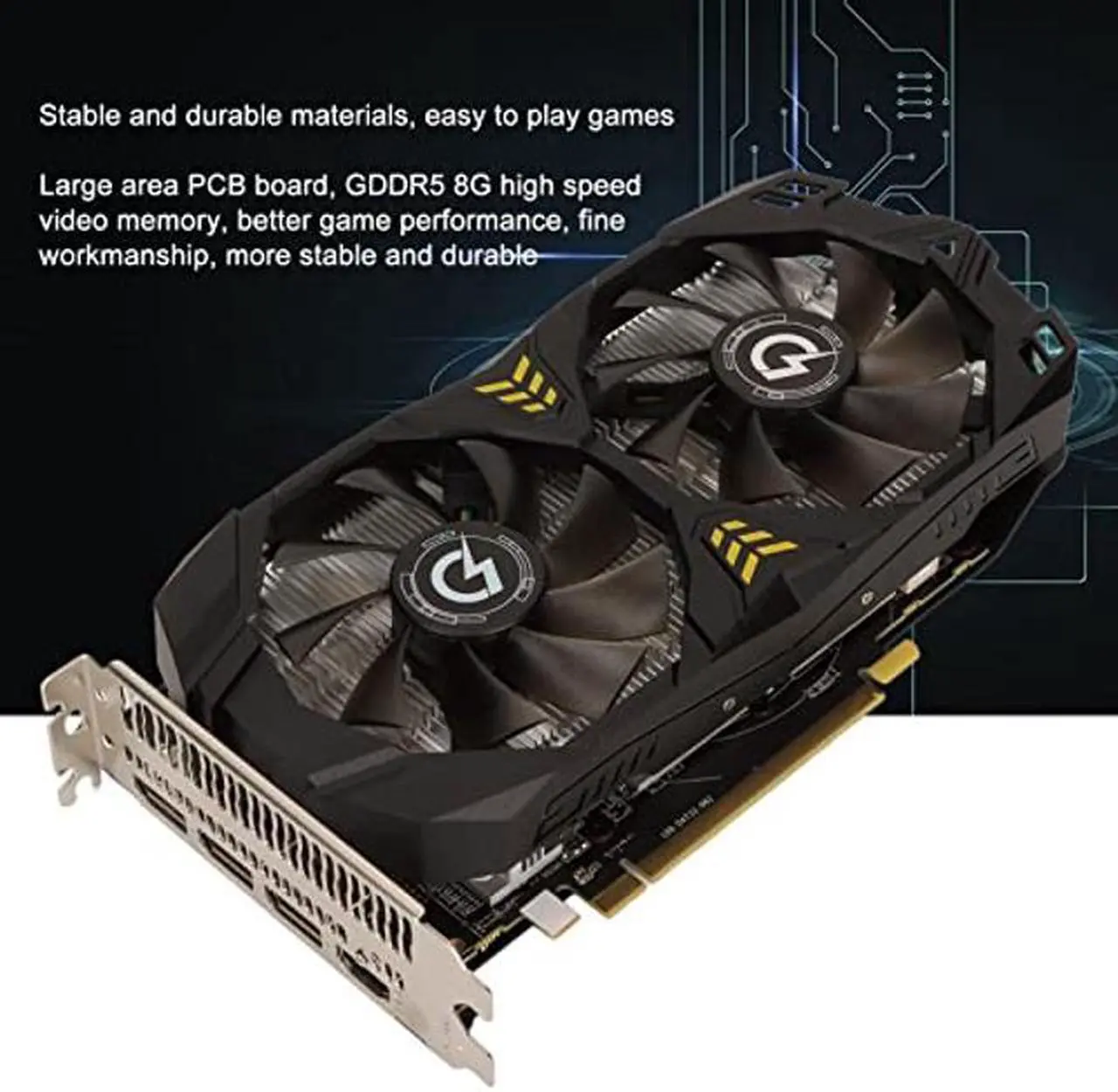 Alt view image 3 of 5 - Dpofirs RX 580 8GB Graphics Card, 3 DP 1244MHz GPU,GDDR5 with 2 Fans, 256 Bit Graphics Card for Gaming PC, HD PCI Express 3.0