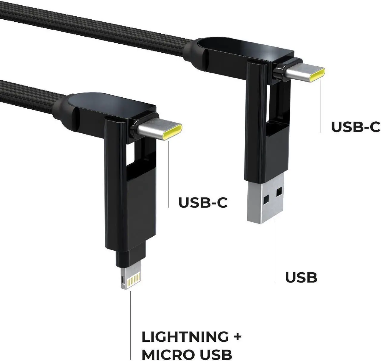 Alt view image 2 of 5 - Rolling Square inCharge X + inCharge XL 6.6ft Bundle - 6-in-1 Multi Charging Universal Cables with 100W Ultra-Fast Charging Power, Portable USB and USB-C Cable
