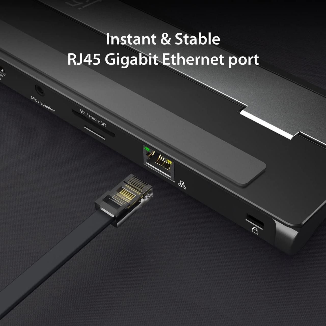 Alt view image 4 of 5 - j5create USB-C Dual HDMI Docking Station (10-in-1), 4K + 1080p Dual HDMI Display, 5Gbps USB-A x3, SD Card Reader, PD 100W, RJ45 Ethernet, Combo Audio Jack, for MacBook and Windows Laptop (JCD542)