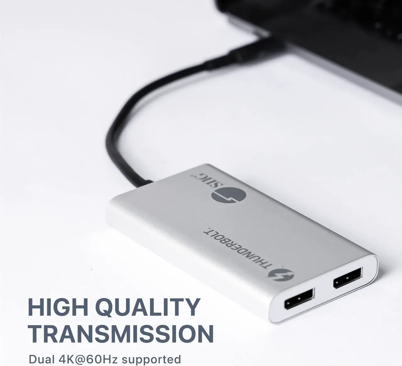 Alt view image 4 of 5 - SIIG Thunderbolt 3 to Dual DisplayPort Adapter - Single 5K@60HZ - Dual 4K@60HZ - USB Type C to 2 DP 1.2 Ports for Mac & Windows - MacBook Pro/MacBook/Dell XPS/HP/Lenovo JU-TB0611-S1