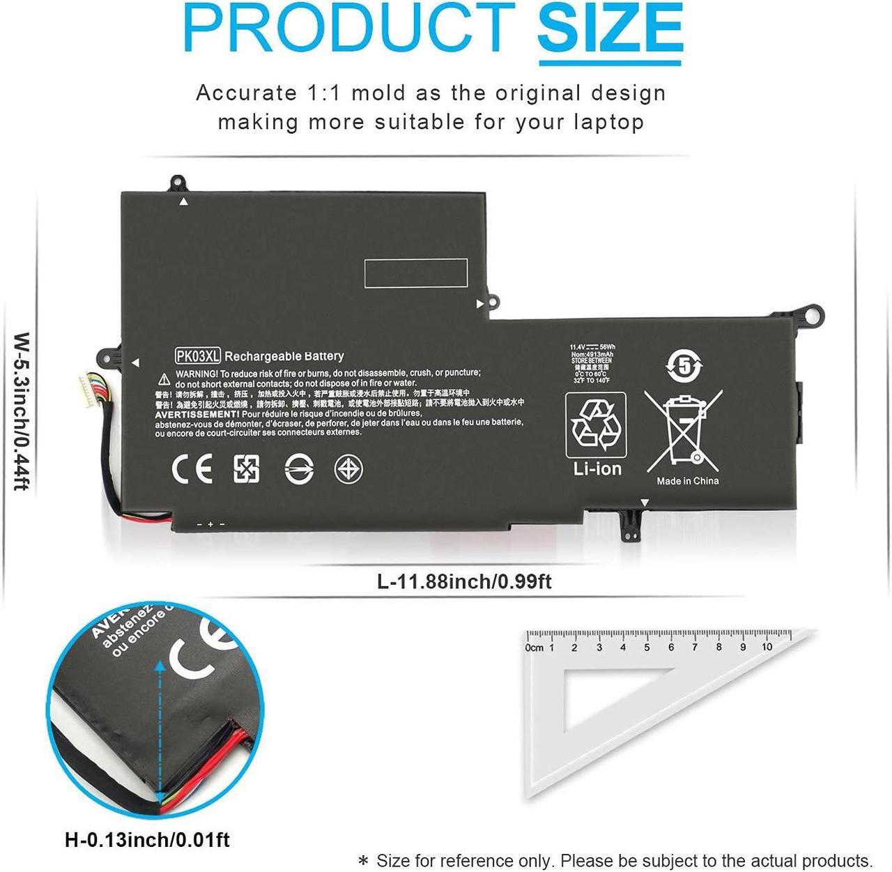 Alt view image 4 of 5 - PK03XL 789116-005 Battery for HP Spectre X360 13-4101dx 13-4102dx 13-4103dx 13-4105dx 13-4003dx 13-4005dx 13-4002dx 13-4001dx 13-4110dx 13-4100dx 13-4193dx 13-4116dx 13-4013dx 13-4195dx 788237-2C3