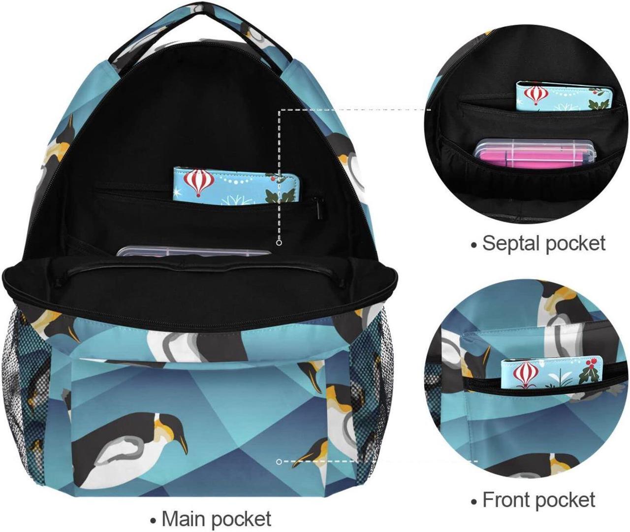 Alt view image 3 of 5 - Penguins Backpack for Boys Girls Penguin Bookbag Elementary School Casual Travel Bag Computer Laptop Daypack One Size