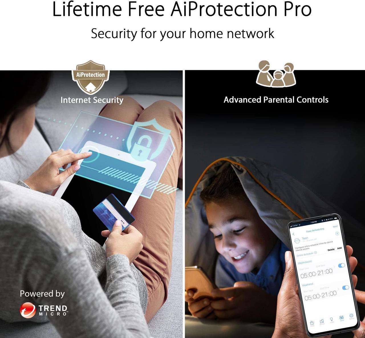 Alt view image 5 of 5 - ASUS ZenWiFi XT9 AX7800 Tri-Band WiFi6 Mesh WiFiSystem (2Pack), 802.11ax, up to 5700 sq ft & 6+ Rooms, AiMesh, Lifetime Free Internet Security, Parental Controls, 2.5G WAN Port, UNII 4, Charcoal