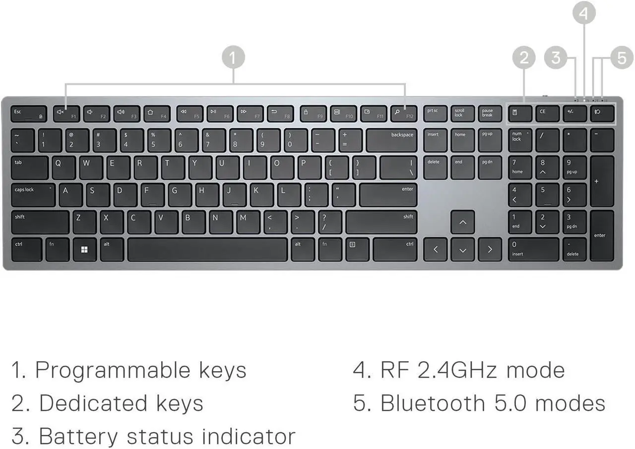 Alt view image 4 of 5 - Dell Premier Multi-Device Wireless Bluetooth Keyboard and Mouse - KM7321W