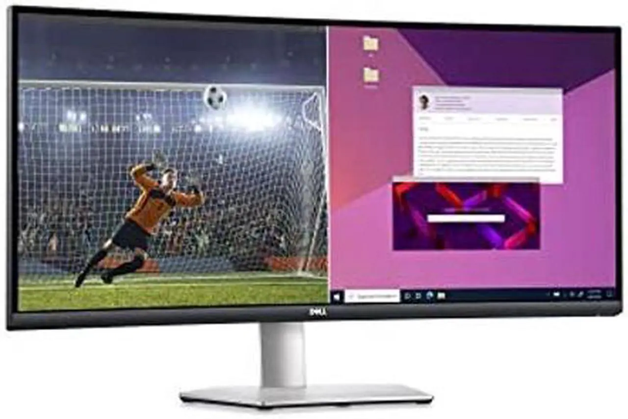Alt view image 3 of 5 - Dell S3423DWC Curved USB-C Monitor - 34-Inch WQHD (3440x1440) 100Hz 4Ms 21:9 Display, USB-C Connectivity, 2 x 5w Audio Output, 16.7 Million Colors, Height/Tilt Adjustable - Silver