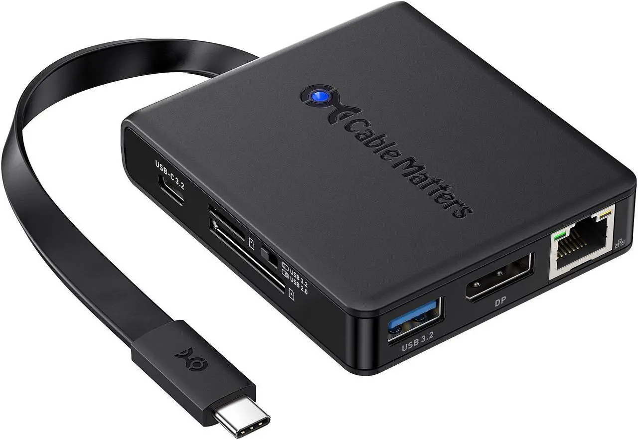 Main image of Cable Matters 8-in-1 USB C Hub DisplayPort 1.4, USB C Dock 8K@60Hz / 4K@240Hz DisplayPort, Gigabit Ethernet, USB 3.2 Port, SD Card Reader, with Two Mode Switch, Compatible with Thunderbolt 4