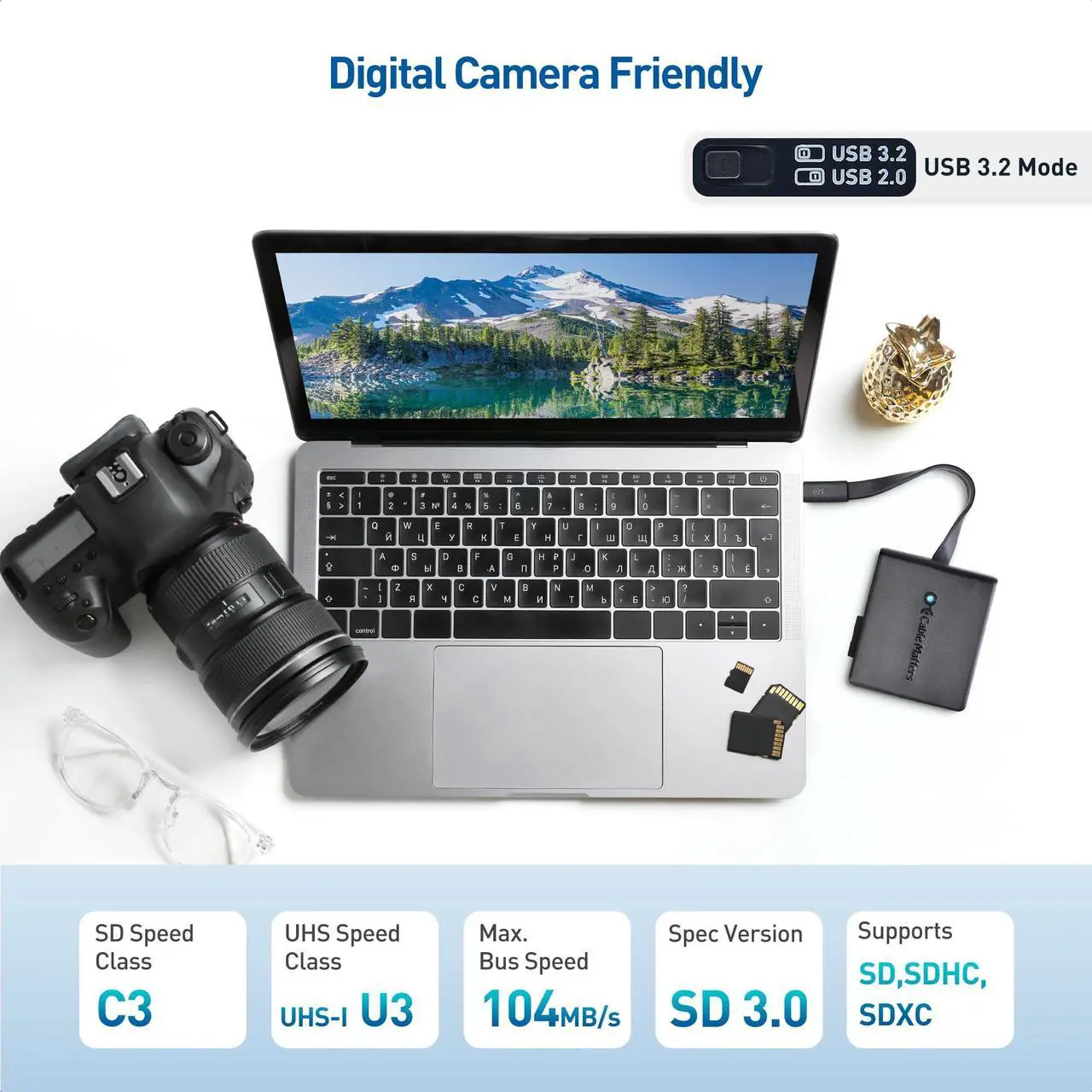 Alt view image 4 of 5 - Cable Matters 8-in-1 USB C Hub DisplayPort 1.4, USB C Dock 8K@60Hz / 4K@240Hz DisplayPort, Gigabit Ethernet, USB 3.2 Port, SD Card Reader, with Two Mode Switch, Compatible with Thunderbolt 4