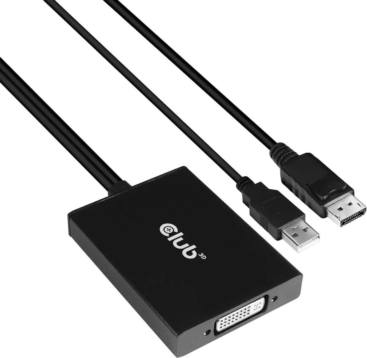 Main image of Club 3D CAC-1010 DisplayPort to DVI Dual-Link DVI-D Active Adapter for Your Monitor/Display USB A Powered 2560x1600 Resolution HDCP Supported NOT for Cinema Monitors Black