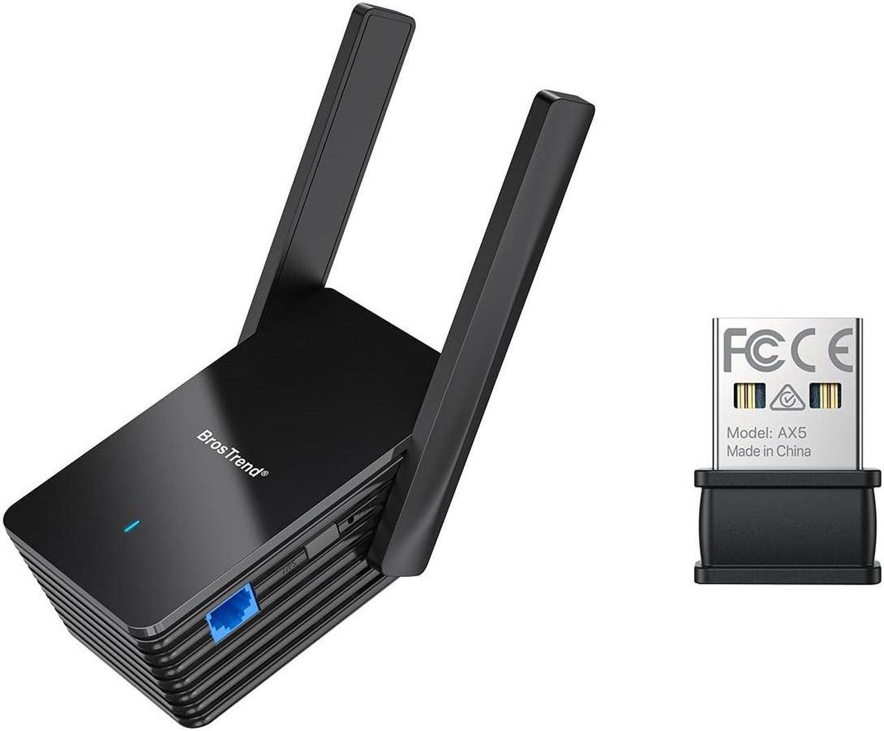 Main image of BrosTrend WiFi 6 AX3000 WiFi to Ethernet Adapter with RJ45 Gigabit Port + BrosTrend AX300 Nano USB WiFi 6 Adapter Bundle