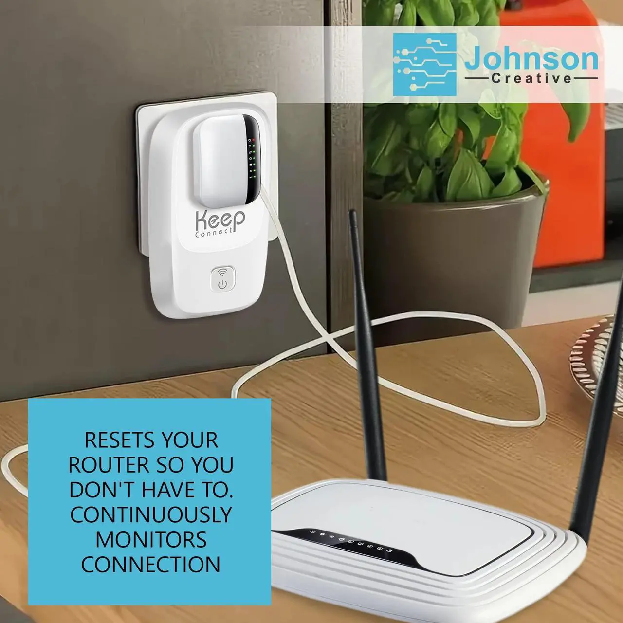 Alt view image 2 of 5 - Keep Connect Router Rebooter, Wi-Fi Reset Device, Monitors Connectivity and Resets When Required. No App Necessary. If You enter a phone number it will send texts upon resets.