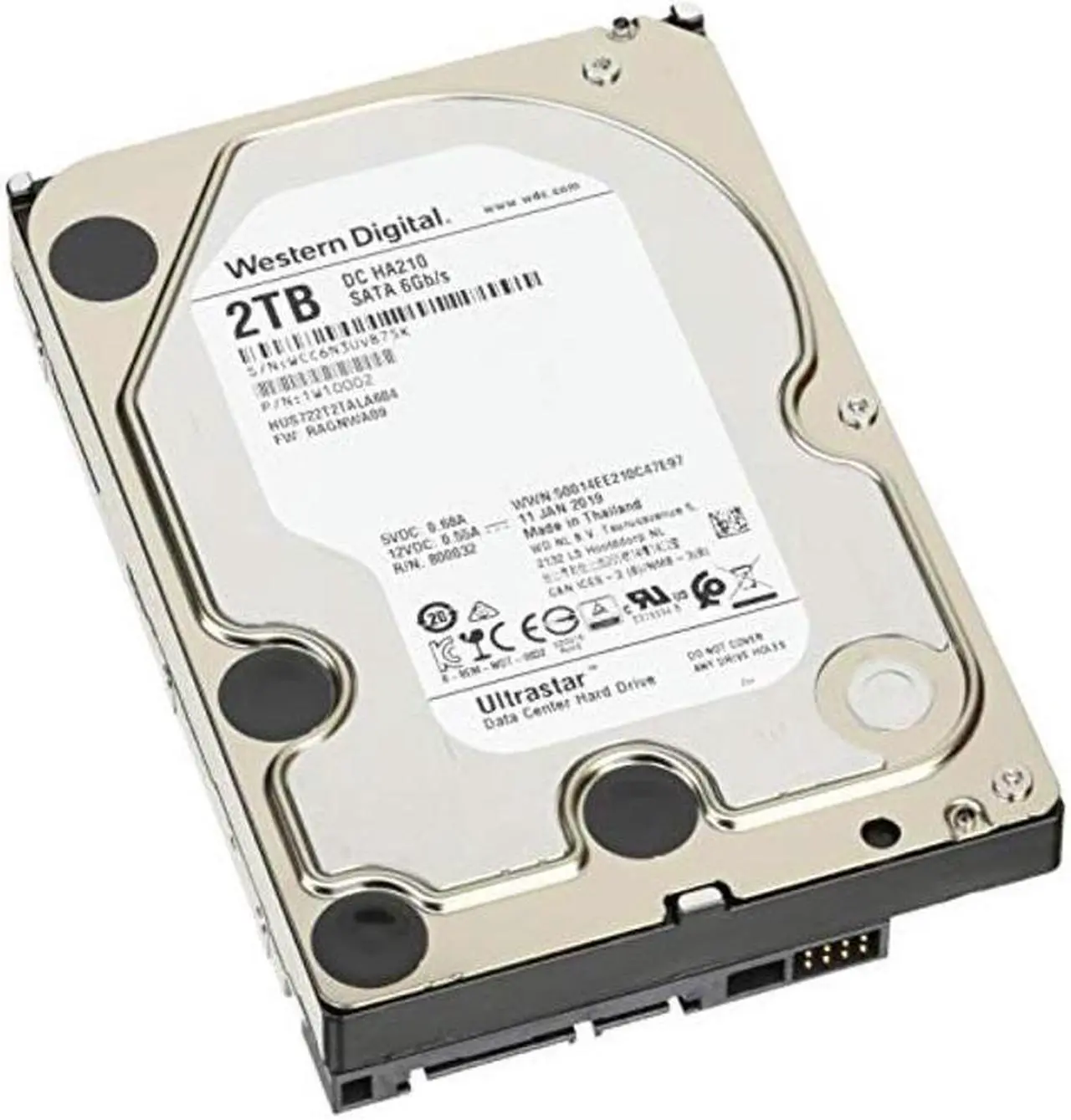 Alt view image 5 of 5 - Western Digital 2TB Ultrastar DC HA200 SATA HDD - 7200 RPM Class, SATA 6 Gb/s, 128MB Cache, 3.5" - HUS722T2TALA604