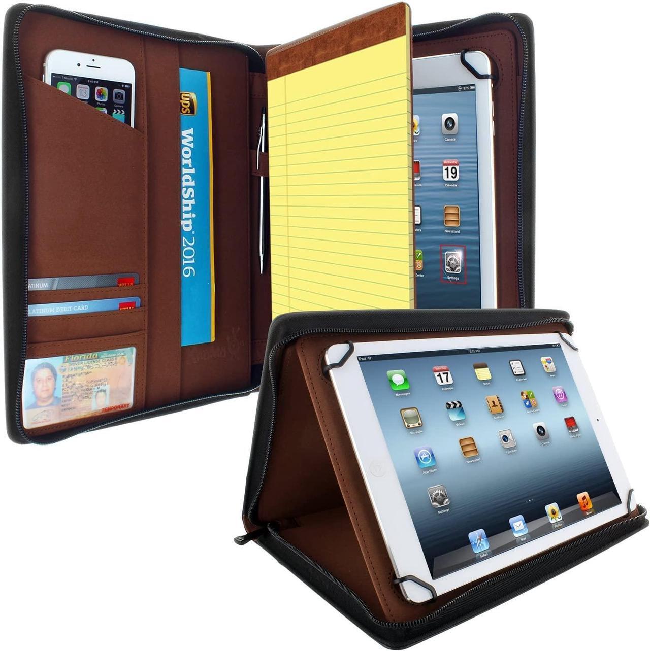 Main image of KHOMO Universal Tablet Padfolio Zippered Case for iPad Pro 12.9 Inch - Black - Compatible with All Versions of iPad Pro 12.9 inches (KHO-1700)