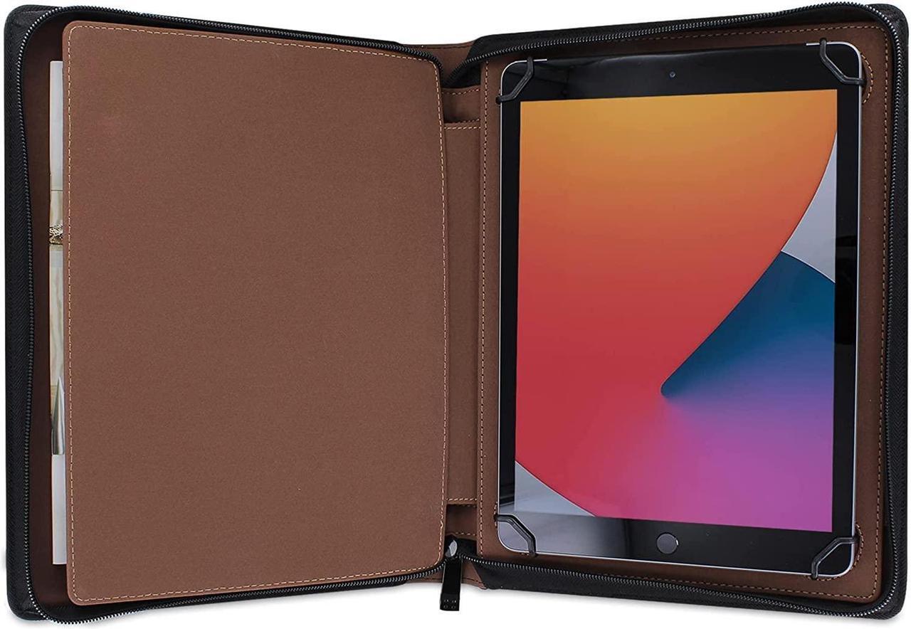 Alt view image 5 of 5 - KHOMO Universal Tablet Padfolio Zippered Case for iPad Pro 12.9 Inch - Black - Compatible with All Versions of iPad Pro 12.9 inches (KHO-1700)