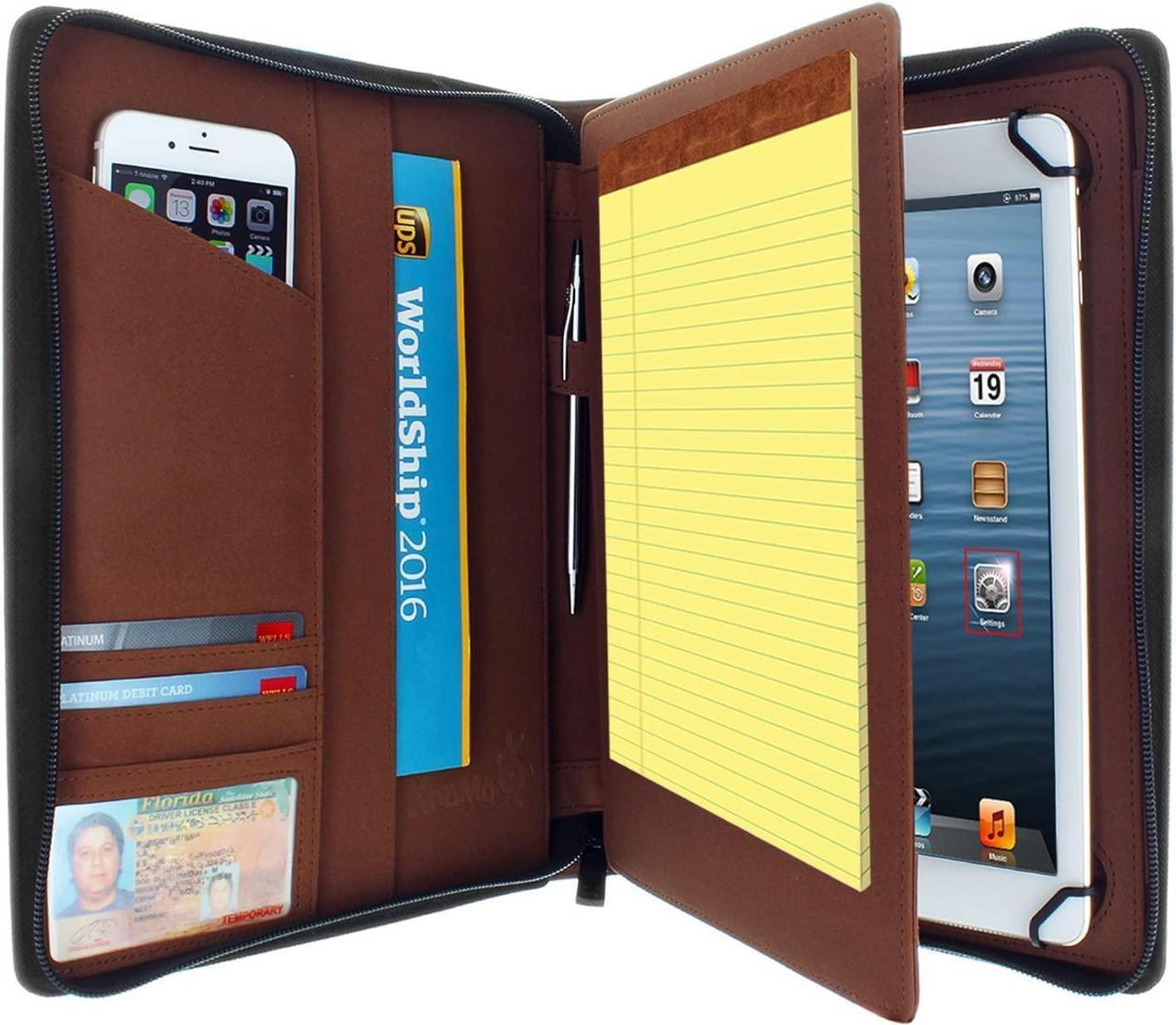 Alt view image 3 of 5 - KHOMO Universal Tablet Padfolio Zippered Case for iPad Pro 12.9 Inch - Black - Compatible with All Versions of iPad Pro 12.9 inches (KHO-1700)