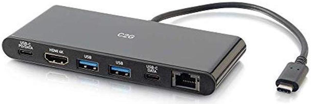 Main image of C2G Docking Station, USB C Docking Station, 4K Docking Station, Macbook USB C Hub, USB C Adapter for Macbook Pro & Air - Compatible with USB-C & Thunderbolt 3 Laptops, Black, Cables to Go 28845