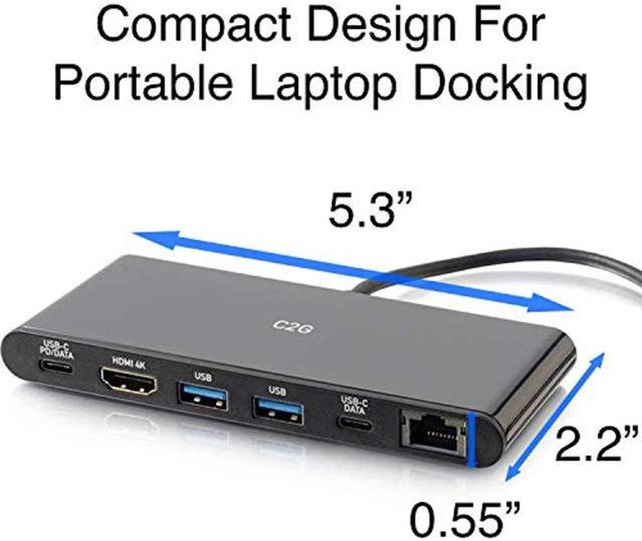 Alt view image 2 of 5 - C2G Docking Station, USB C Docking Station, 4K Docking Station, Macbook USB C Hub, USB C Adapter for Macbook Pro & Air - Compatible with USB-C & Thunderbolt 3 Laptops, Black, Cables to Go 28845