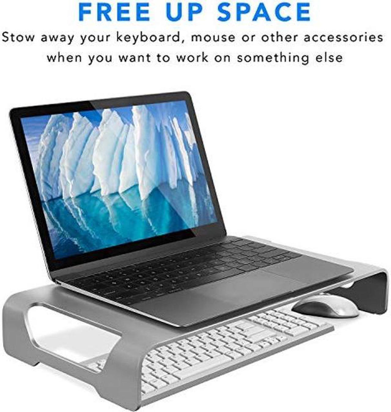 Alt view image 2 of 5 - Mount-It! Aluminum Monitor Stand for iMac - Wide Unibody Monitor Riser - Metal Monitor Stand Desktop Organizer with Keyboard Storage - Universal Desktop Monitor Riser for PC, iMac, MacBook, Laptop