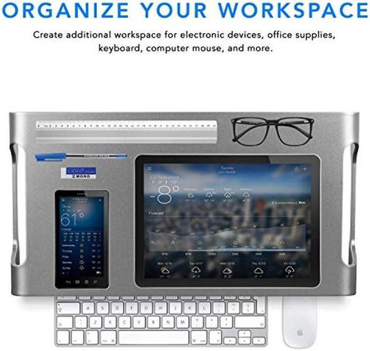 Alt view image 5 of 5 - Mount-It! Aluminum Monitor Stand for iMac - Wide Unibody Monitor Riser - Metal Monitor Stand Desktop Organizer with Keyboard Storage - Universal Desktop Monitor Riser for PC, iMac, MacBook, Laptop