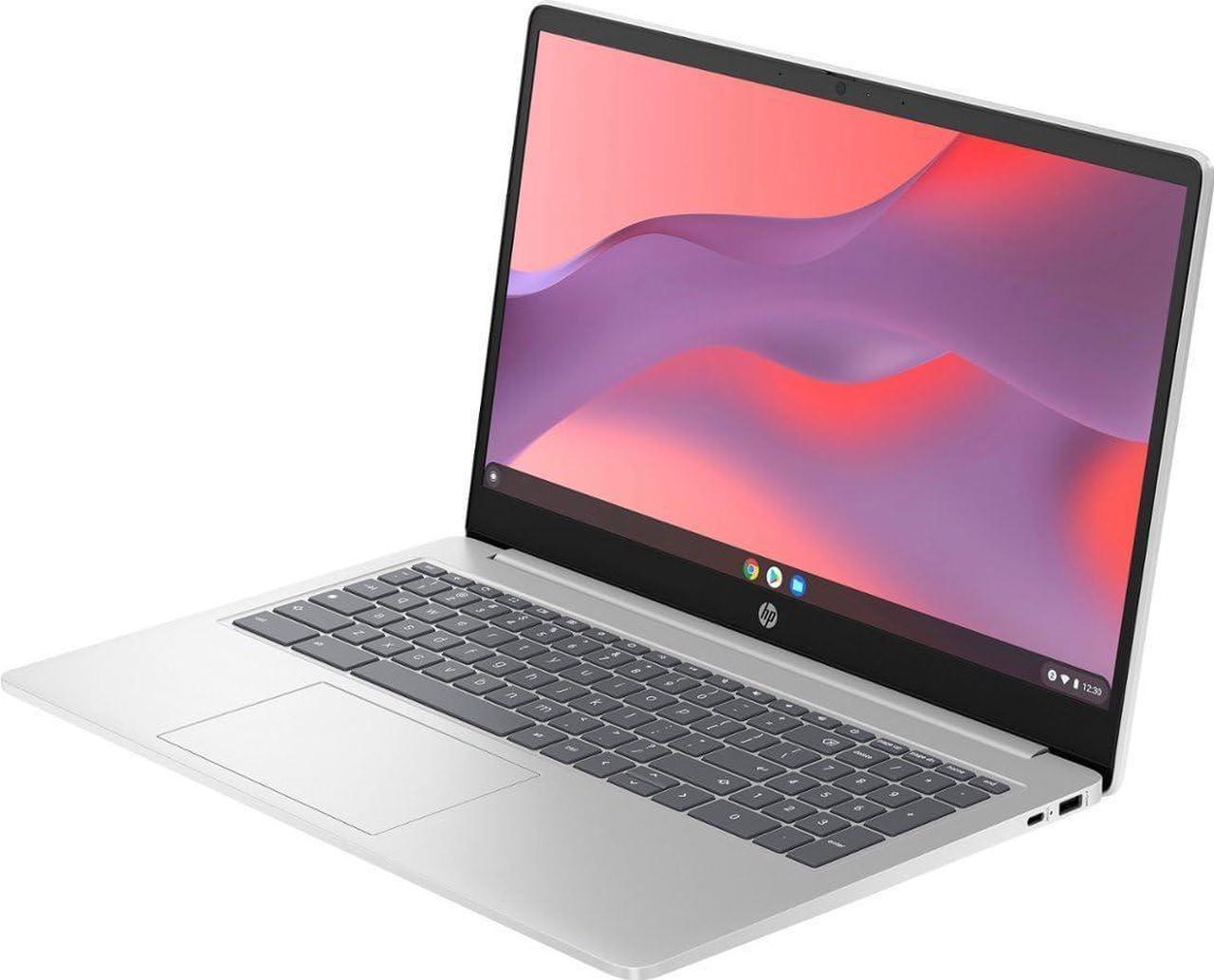 Alt view image 2 of 5 - HP Newest 15.6'' HD Chromebook Laptop, Intel Processor N200, 8GB RAM, 64GB eMMC + 64GB Card, Webcam, WiFi, Zoom Meeting, Bluetooth, USB-A&C, Chrome OS- Natural Silver, JVQ MP,2X Storage