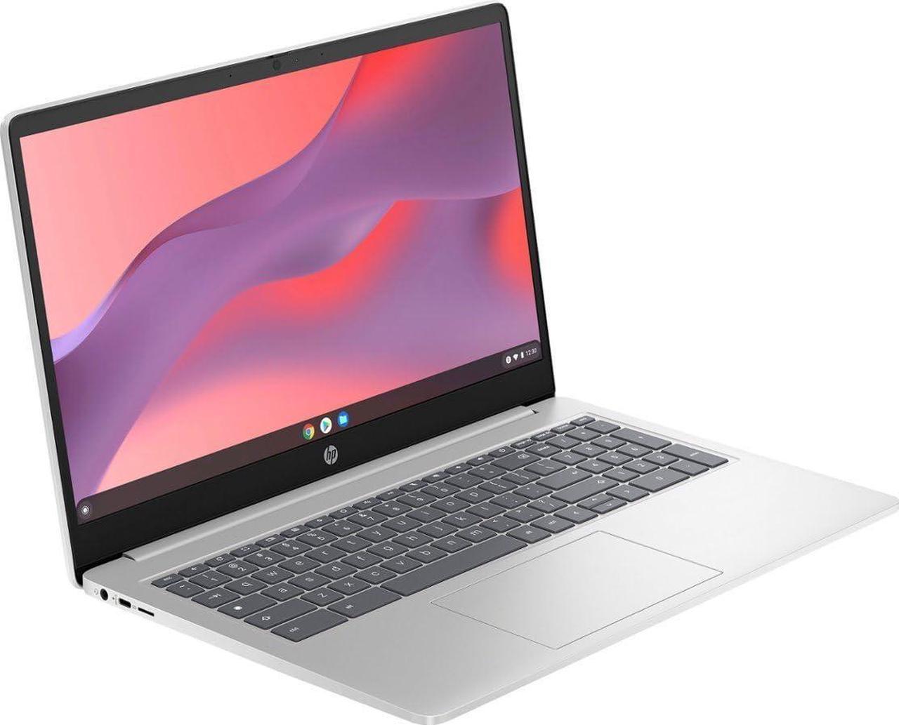 Alt view image 3 of 5 - HP Newest 15.6'' HD Chromebook Laptop, Intel Processor N200, 8GB RAM, 64GB eMMC + 64GB Card, Webcam, WiFi, Zoom Meeting, Bluetooth, USB-A&C, Chrome OS- Natural Silver, JVQ MP,2X Storage