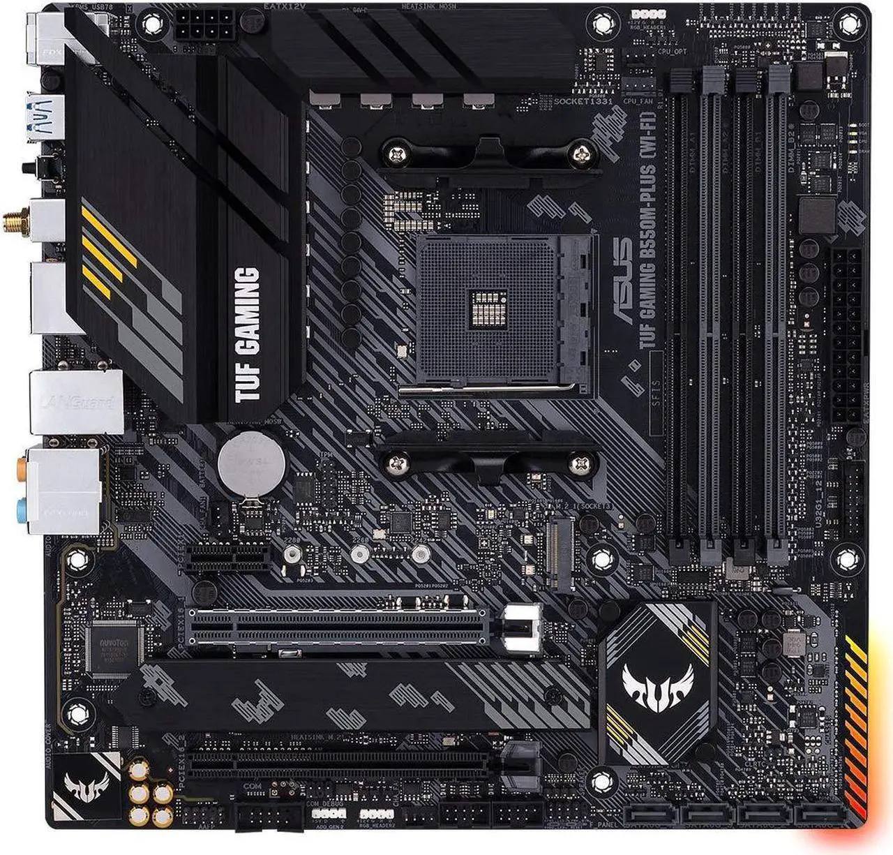 Alt view image 2 of 5 - ASUS TUF GAMING B550M-PLUS (WiFi 6) AMD AM4 (3rd Gen Ryzen(tm)) microATX gaming motherboard (PCIe 4.0, 2.5Gb LAN, BIOS FlashBack, HDMI 2.1, USB 3.2 Gen 2, Addressable Gen 2 RGB header and AURA Sync)