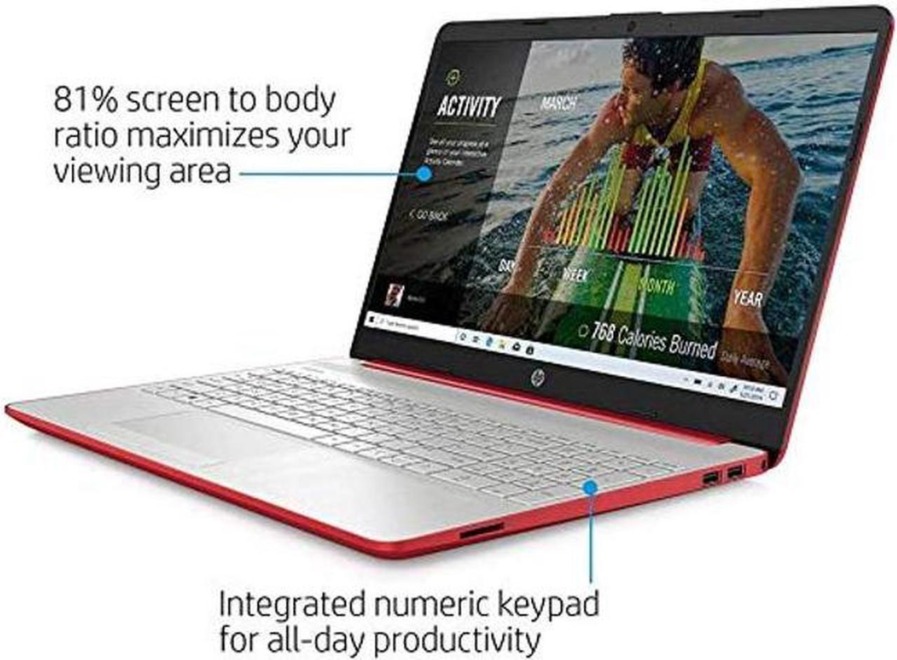 Alt view image 3 of 5 - HP 2023 15.6" HD Laptop Computer Intel Dual-Core Pentium Gold 6405U 4GB DDR4 500GB HDD Intel UHD Graphics HD Webcam Bluetooth RJ-45 USB-C HDMI Windows 10 Scarlet Red w/RE 32GB USB