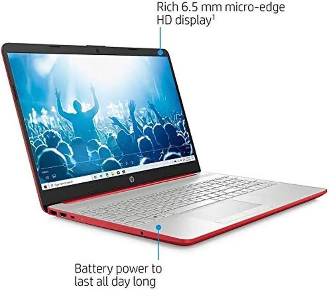 Alt view image 2 of 5 - HP 2023 15.6" HD Laptop Computer Intel Dual-Core Pentium Gold 6405U 16GB DDR4 256GB SSD Intel UHD Graphics 605 HD Webcam Bluetooth USB-C HDMI Windows 10 Scarlet Red w/w/RE 32GB USB
