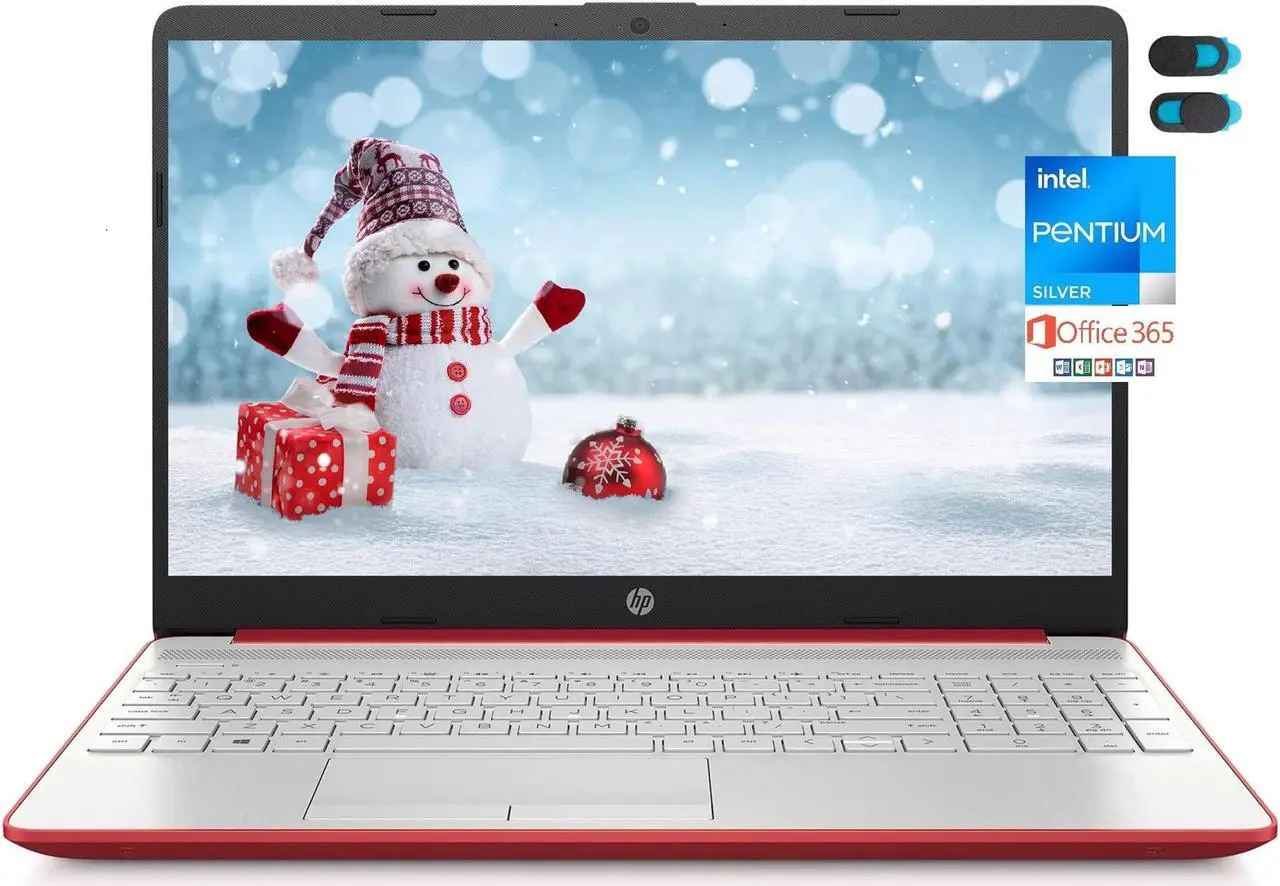 Main image of HP Pavilion 15.6" HD Laptop Computer, Intel Pentium Processor, 8GB RAM, 512GB SSD, Webcam, USB-C, HDMI, Ethernet RJ-45, WiFi, Includes 1-Year Microsoft 365, Windows 11 S, Scarlet Red, YSC Accessory
