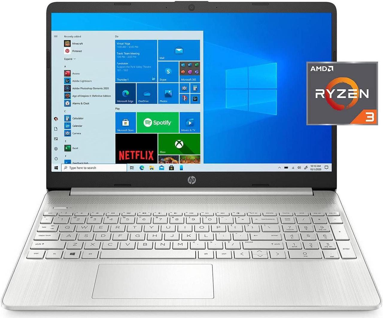 HP 2023 15.6'' HD Touchscreen Laptop AMD 2-Core Ryzen 3 3250U (Beat i3-1115G4) 8GB DDR4 RAM 512GB M.2 SSD AMD Radeon Graphics USB-C HDMI WIFI AC BT Webcam Silver Windows 10 Home w/RE 32GB USB Drive