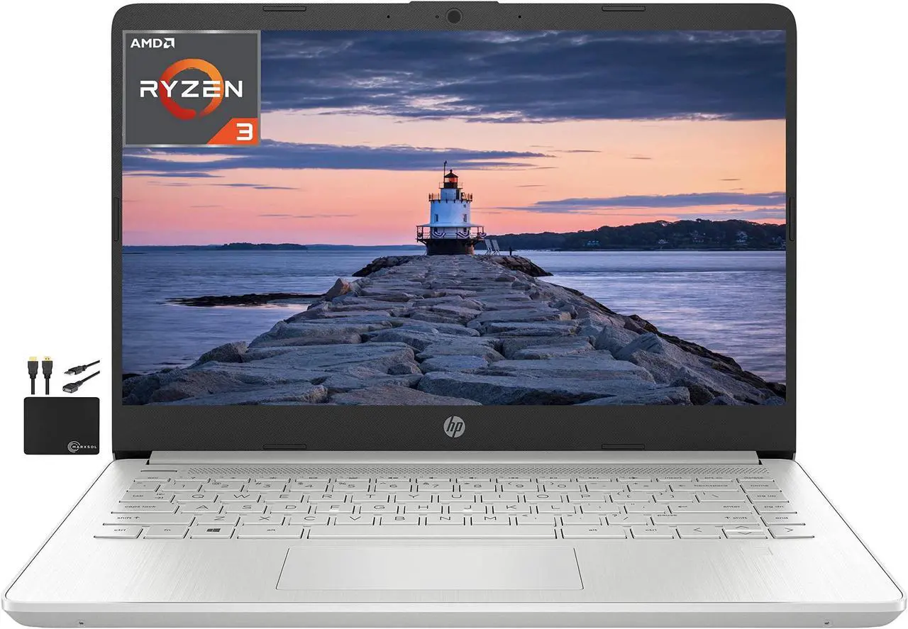 Main image of HP 2022 Newest 14'' HD Laptop Computer, AMD Ryzen 3 3250U (Upto 3.5GHz, Beat i5-7200U), 16GB RAM, 1TB SSD, HD Webcam, WiFi, Bluetooth, HDMI, USB-A&C, 10+ Hours Battery, Win 11+Marxsolcables