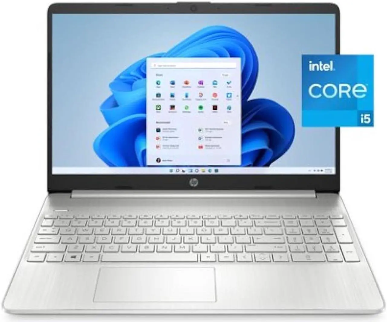 Main image of HP 15.6" Full HD (1920 x 1080) Laptop, 11th Gen Intel Core i5-1135G7 Processor, 8GB DDR4 RAM, 256GB SSD, WiFi, Bluetooth, HDMI, Windows 11 Home, Natural Silver W/MD Accessories