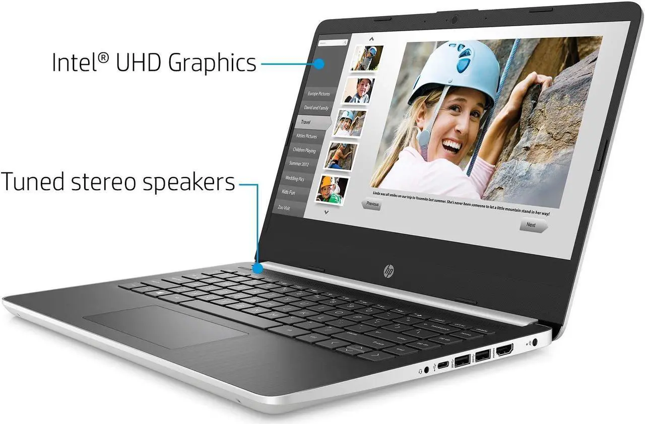 Alt view image 2 of 5 - HP 2022 14'' HD Home and Business Laptop PC Intel 10th Gen 2-Core i3-1005G1 8GB DDR4 RAM 256GB M.2 SSD Intel UHD Graphics WIFI AC BT USB-C HDMI RJ45 Webcam Silver Windows 11 Pro w/Accessories