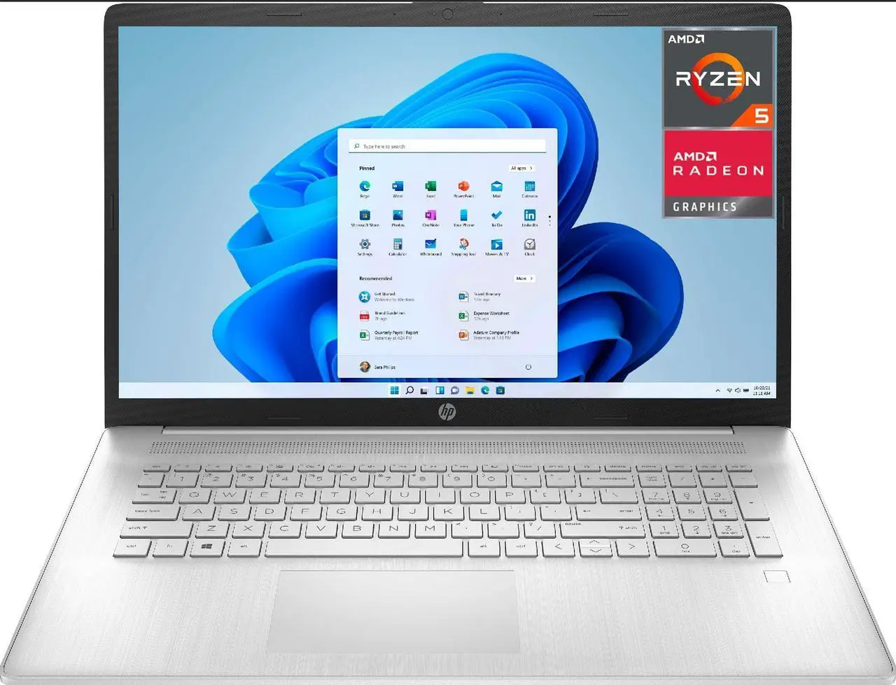 Main image of HP 2021 Newest Ultrathin Laptop, 17.3" FHD (1920 x 1080) IPS Display, AMD Ryzen 5 5500U(Beats i7-1065G7), AMD Radeon Graphics, Fingerprint, Windows 11, HD Camera (32GB RAM | 1TB PCIe SSD)