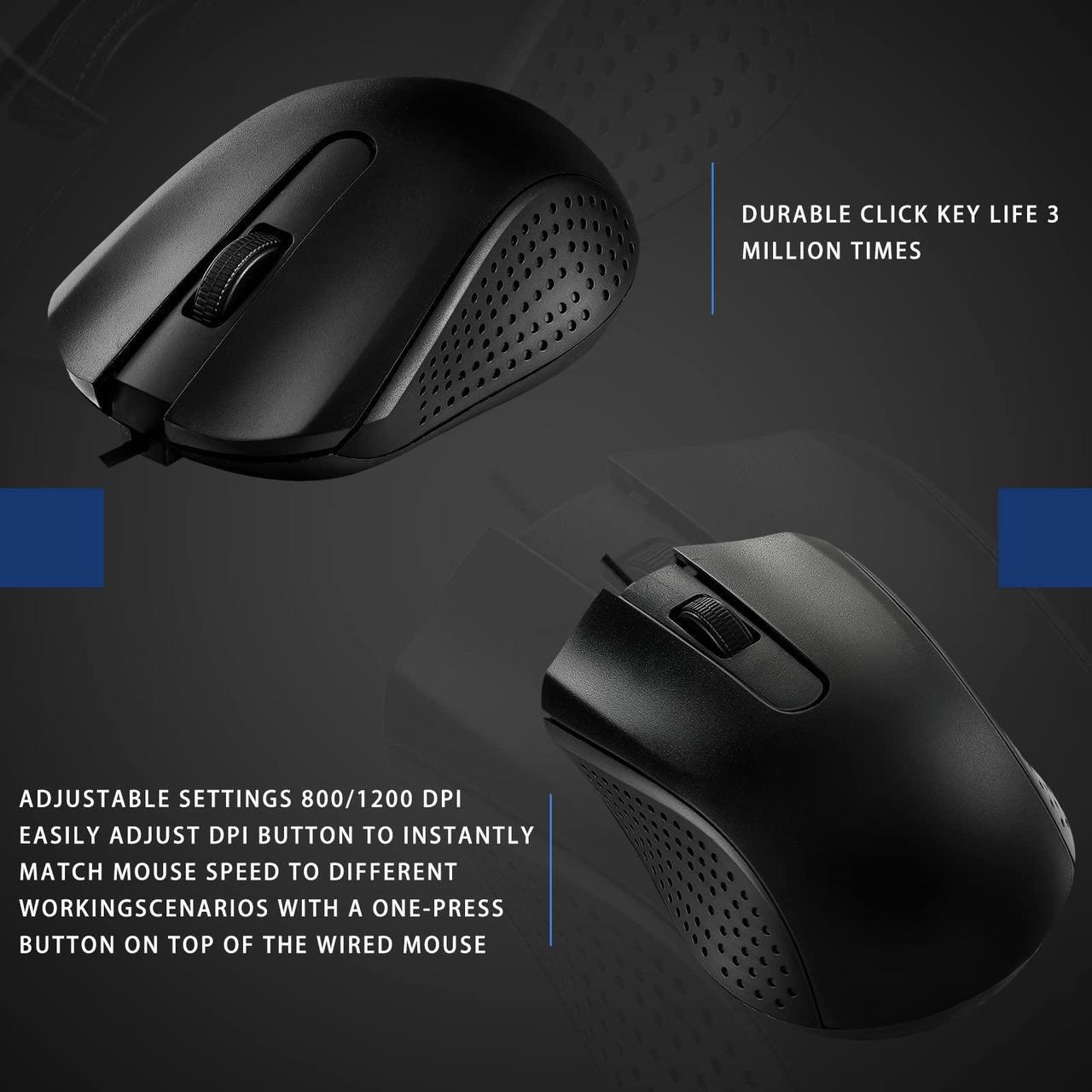 Alt view image 3 of 5 - Bonuci 30 Pcs USB Wired Mouse Computer 3 Button Mice Bulk Corded USB Mouse for PC Desktop Laptop Computer Office School Home Classroom Supplies (Black)