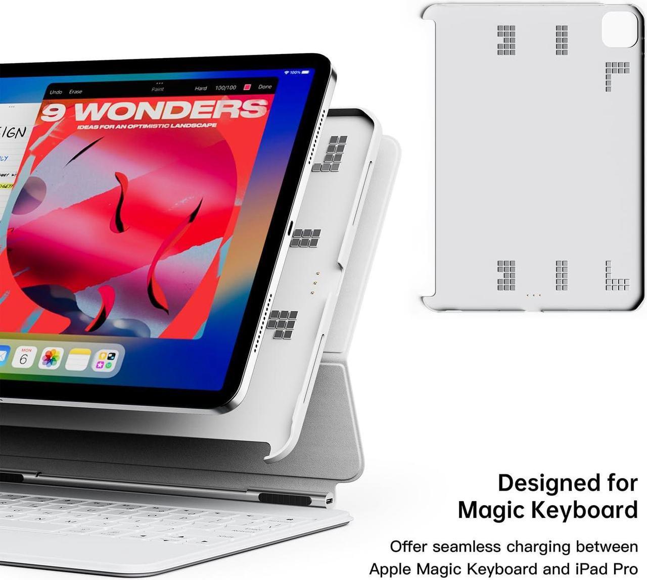 Alt view image 3 of 5 - EISSCCE iPad Pro case Compatible with Magic Keyboard & Smart Keyboard Folio,Works with 2020-2022 12.9" iPad Pro,Magnetic iPad Case Support Apple Pencil Charging (Keyboard Not Included) (White)