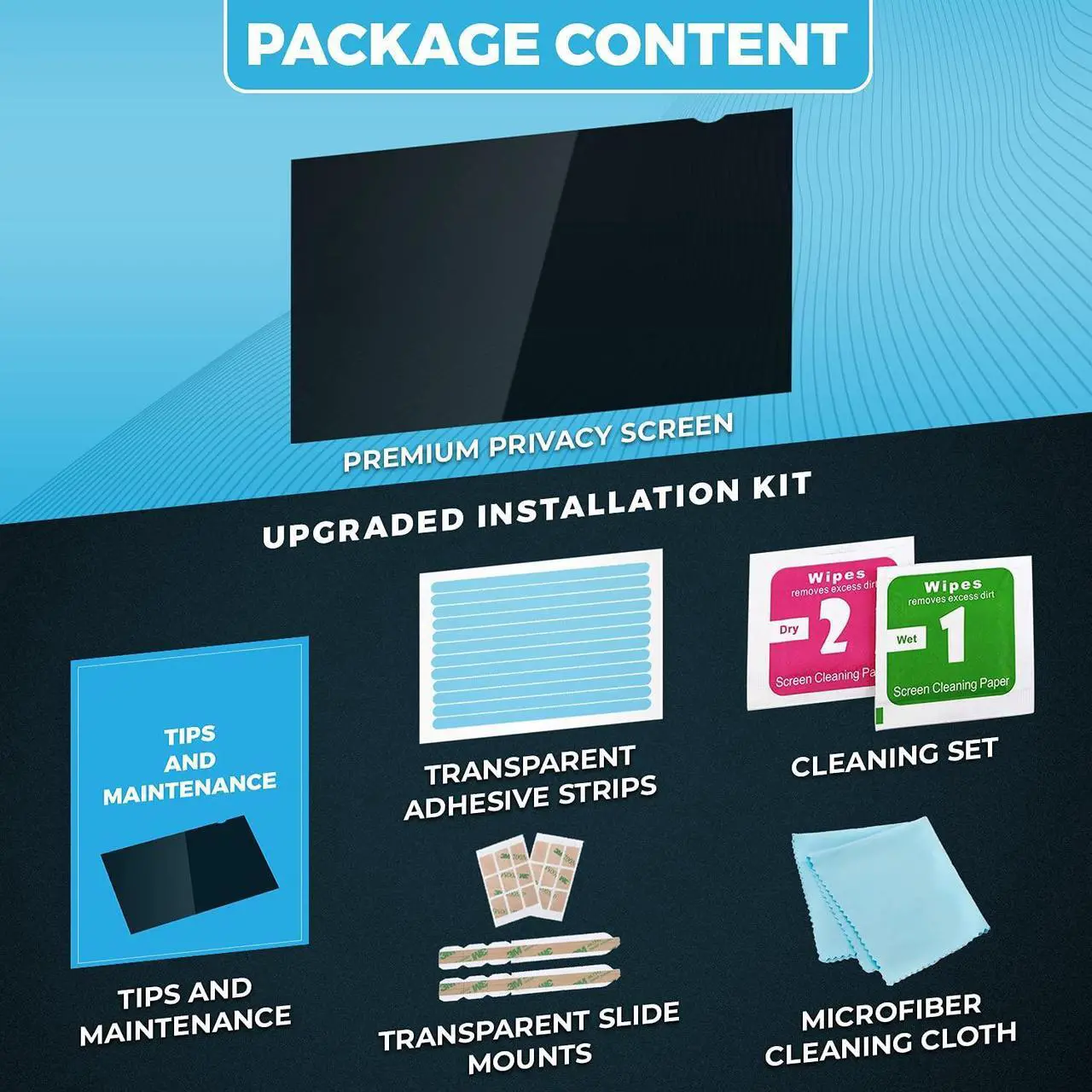 Alt view image 5 of 5 - Privacy Screen Filter for 27 Inches Desktop Computer Widescreen Monitor with Aspect Ratio 16:09. Anti Glare and Anti Blue Light, 23.5 inch Width x 13.2 inch Height