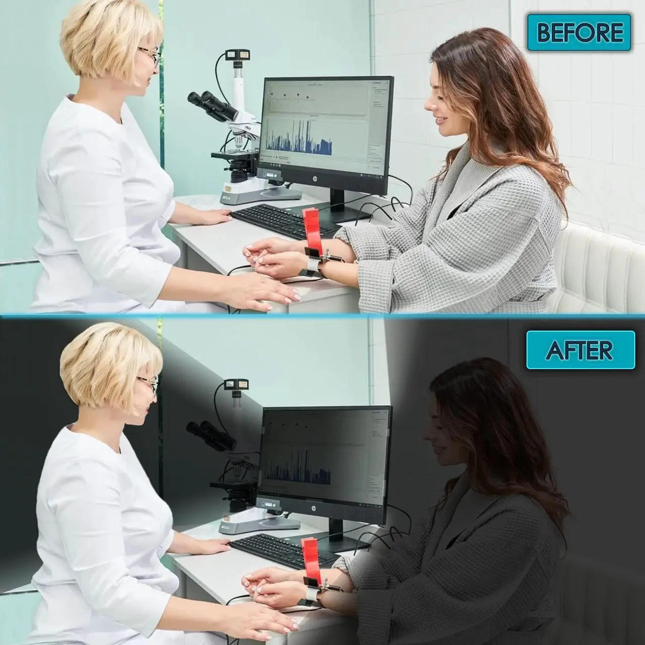 Alt view image 4 of 5 - Privacy Screen Filter for 27 Inches Desktop Computer Widescreen Monitor with Aspect Ratio 16:09. Anti Glare and Anti Blue Light, 23.5 inch Width x 13.2 inch Height