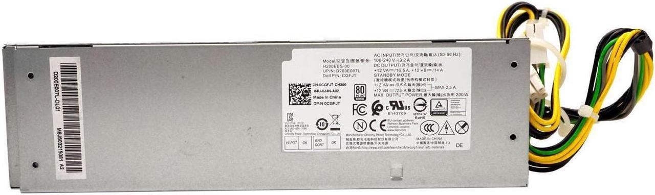 Alt view image 3 of 5 - Power Supply Replacement for Dell Optiplex 3060 5060 3070 Inspiron 3470 200W 4FHYW 04FHYW CGFJT 0CGFJT H200EBS-00 X61RM 8 KVYY L200AS-00 H200AS-00 L200EBS-00