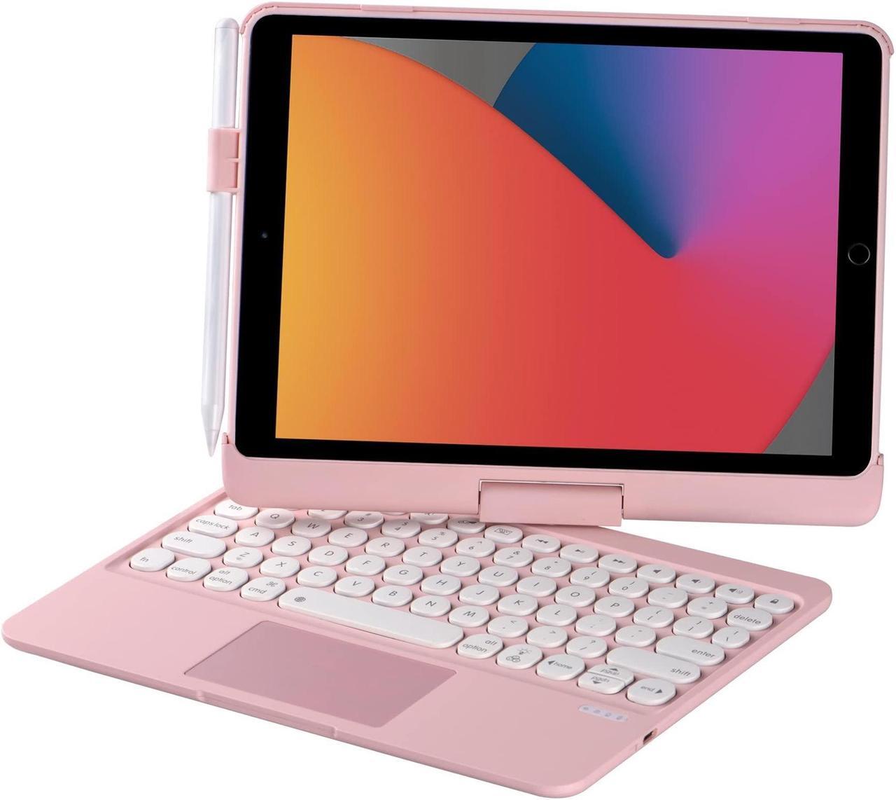 Alt view image 2 of 5 - INI iPad Keyboard Case for iPad 2018 (6th Gen) - iPad 2017 (5th Gen) - iPad Pro 9.7 - Air 2&1-360 Rotatable - Wireless/BT - Backlit 7 Colors - iPad Case with Keyboard for iPad OS (9.7, Pink)