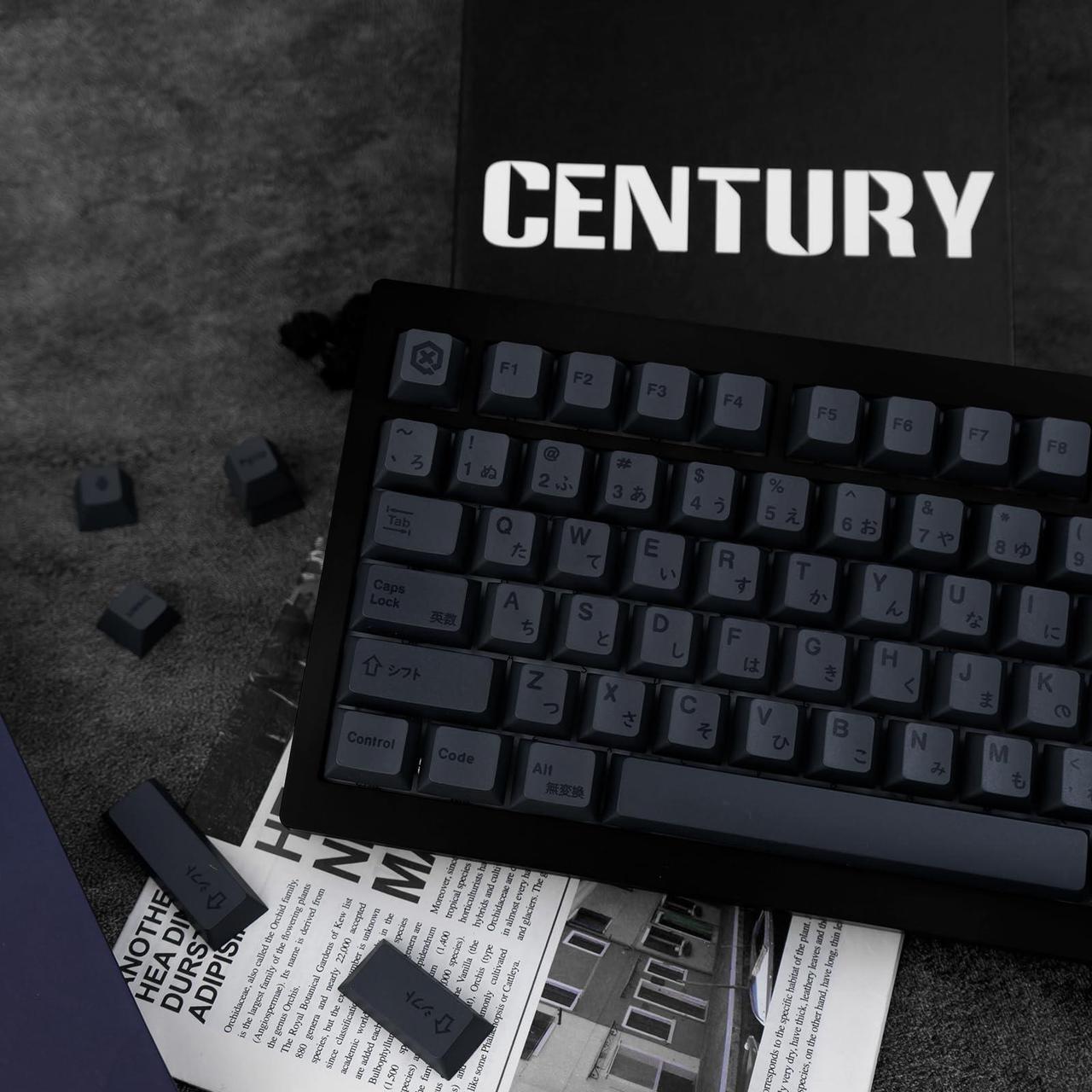 Alt view image 5 of 5 - 143 Keys Grey on Black Keycaps Set, Japanese Keycaps Custom Keycaps Black on Grey Keycaps, PBT Cherry Profile Keycaps for Mechanical Keyboard