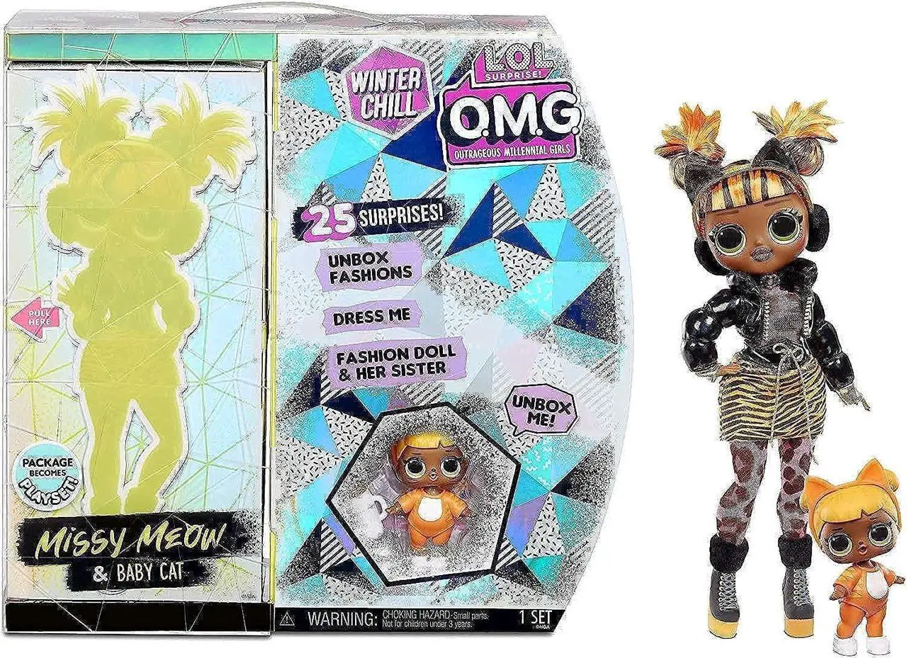 Main image of L.O.L. Surprise! O.M.G. Winter Chill Missy Meow Fashion Doll & Baby Cat Doll with 25 Surprises