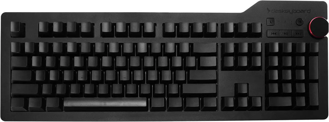Main image of Das Keyboard 4 Ultimate Blank Wired Mechanical Keyboard, Cherry MX Blue Mechanical Switches, 2-Port USB 3.0 Hub, Volume Knob, Aluminum Top (104 Keys, Black)