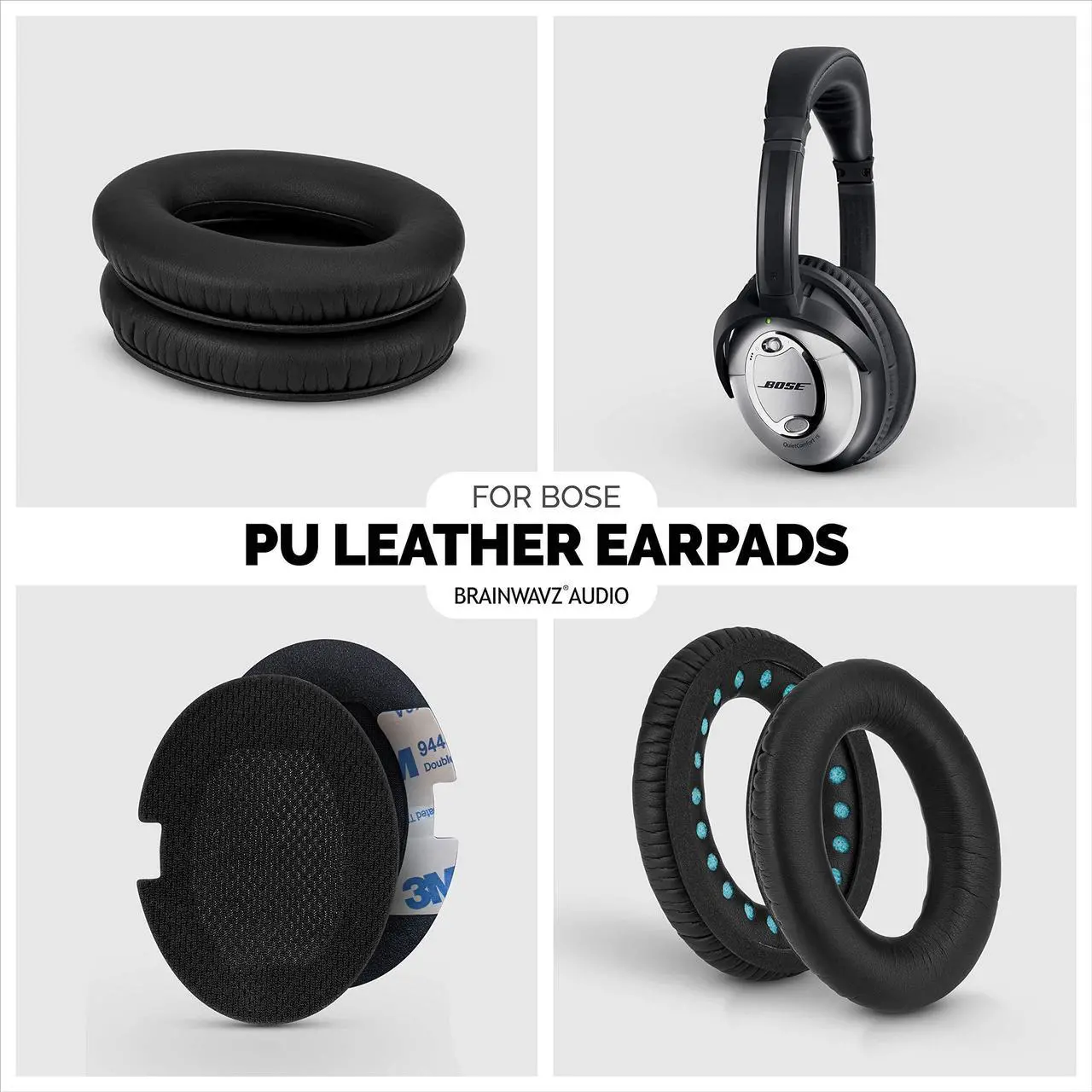 Alt view image 4 of 5 - Replacement Earpads for Bose QC15 Headphones, Upgraded Quality w/Real Memory Foam, High Grade Replacement Ear Pad Material, Also Fits QuietComfort 15 2 Ae2 Ae2i Ae2w, by Brainwavz