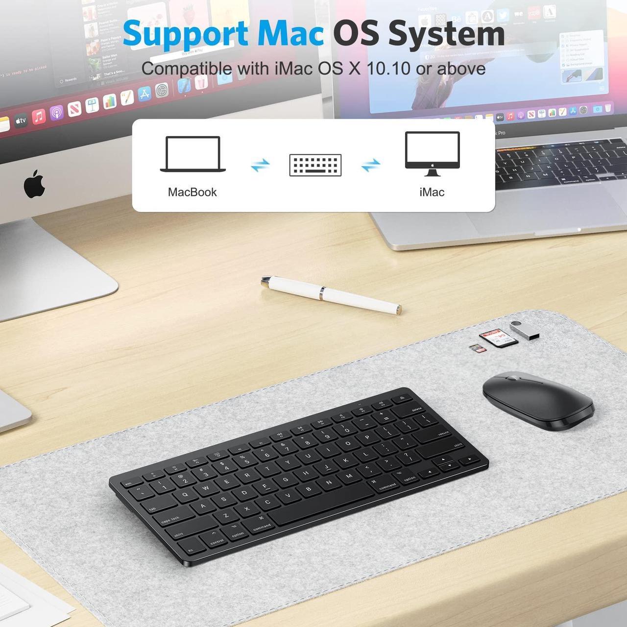 Alt view image 2 of 5 - OMOTON Bluetooth Keyboard for Mac, Compact Wireless Keyboard Compatible with MacBook Pro/Air, iMac, iMac Pro, Mac Mini, Mac Pro Laptop and PC, Black