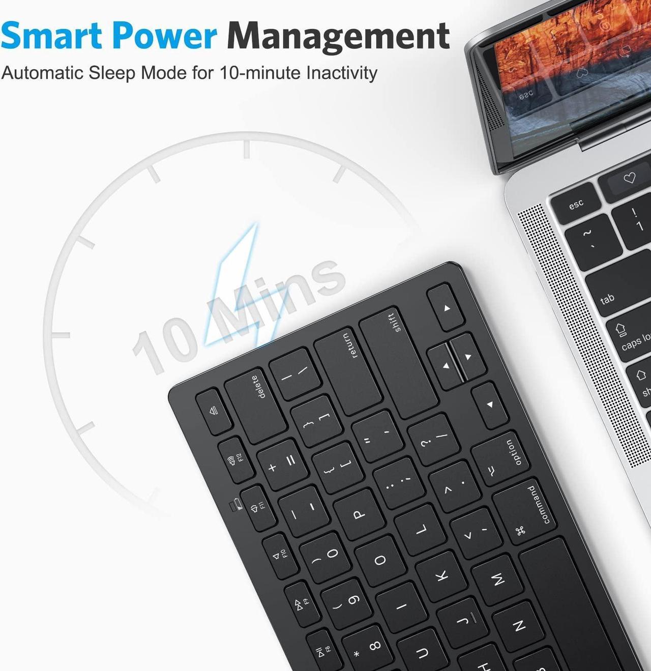 Alt view image 5 of 5 - OMOTON Bluetooth Keyboard for Mac, Compact Wireless Keyboard Compatible with MacBook Pro/Air, iMac, iMac Pro, Mac Mini, Mac Pro Laptop and PC, Black