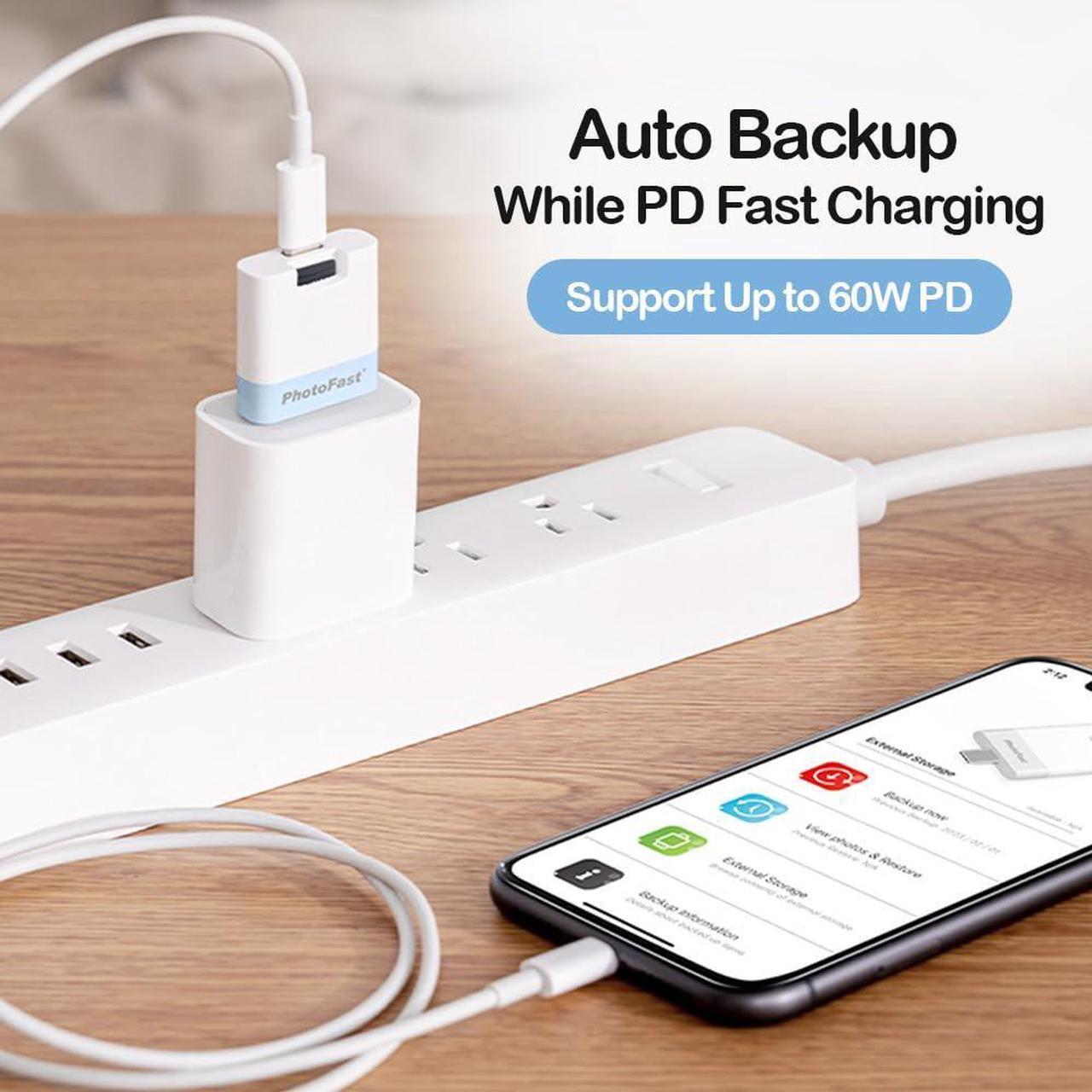 Alt view image 3 of 5 - PhotoFast PhotoCube PD Plus PD+, Smart Auto Photo & Video Backup, The Photo Stick, Flash Drive, PD Fast Charging, Supports up to 2TB MicroSD for iPhone, Android, iPad, and Tablet, w/o MicroSD card